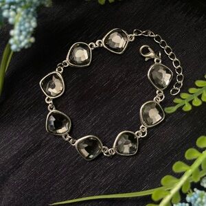 Custom Elegant Silver Bracelet with Grey Stones
